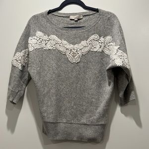 Loft 3/4 Sleeve Lace Sweater, Size S